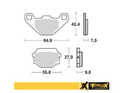 PROX Brzdové doštičky /2/3 Sinter Kawasaki KDX 200 '89-'92, Kl 650 '87-'89, KLR 650 '95-'07, KMX 125 '86-'03, KX 125 '87-'88, Suzuki LT-A/F 500 Vinson '02-'07