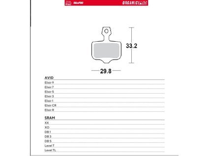 MOTO-MASTER Bike Pro brzdové doštičky bicyklové organické Pro pre Avid Elixir 9 / 7 / 5 / 3 / 1 / CR / R, Sram Xx, Xo, DB1, DB3, DB5, Level T, Level TL
