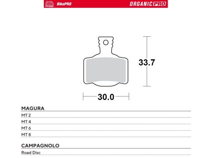 MOTO-MASTER Bike Pro brzdové doštičky bicyklové organické Pro pre Magura MT 2, MT 4, MT 6, MT 8, Campagnolo Road Disc