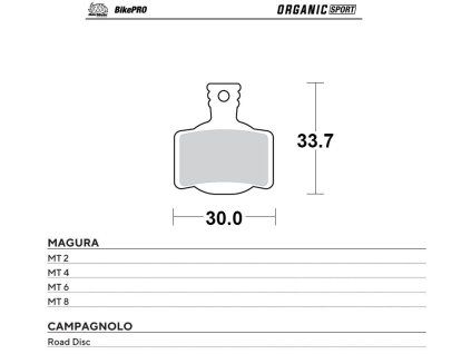 MOTO-MASTER Bike Pro brzdové doštičky bicyklové organické Sport pre Magura MT 2, MT 4, MT 6, MT 8, Campagnolo Road Disc