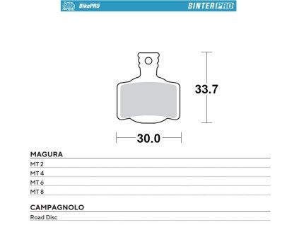 MOTO-MASTER Bike Pro brzdové doštičky bicyklové spekané kovové Pro pre Magura MT 2, MT 4, MT 6, MT 8, Campagnolo Road Disc