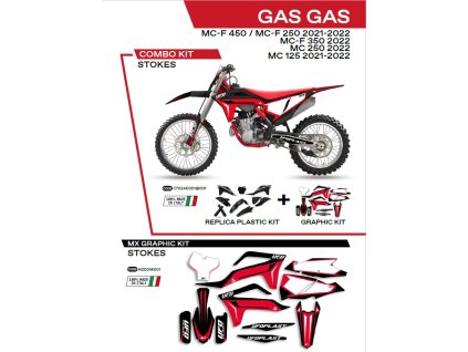 UFO Sada plastov GGKIT702001 + sada polepov Gas Gas MC 125 '21-'22; MC 250 '22; Mcf 250/350/450 '21-'22 Stokes čierna