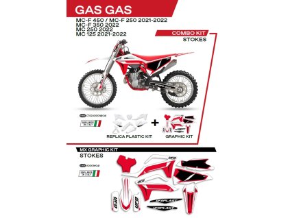 UFO Sada plastov GGKIT702041 + sada polepov Gas Gas MC 125 '21-'22; MC 250 '22; Mcf 250/350/450 '21-'22 Stokes biela