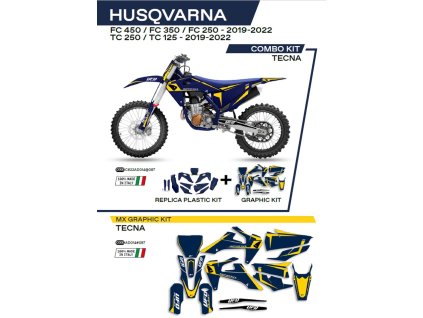 UFO Sada plastov HUKIT622087 + sada polepov Husqvarna TC 125/250 '19-'22; FC 250/350/450 '19-'22 Tecna modrá