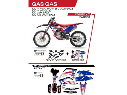 UFO Sada plastov GGKIT702001 + sada polepov Gas Gas MC 125 '21-'22; MC 250 '22; Mcf 250/350/450 '21-'22 Patriot čierna