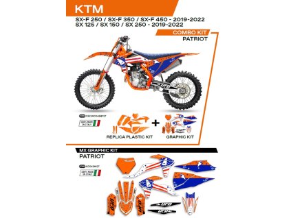 UFO Sada plastov KTKIT522127 + sada polepov KTM SX/SXF 125/150/250/350/450 '19-'22 Patriot oranžová