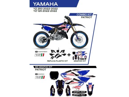 UFO Sada plastov YAKIT324001 + sada polepov Yamaha YZ 125/250 '22 Patriot čierna