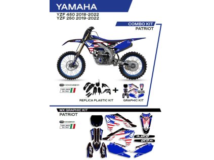 UFO Sada plastov YAKIT321001 + sada polepov Yamaha YZF 250 '19-'22; YZF 450 '18-'22 Patriot čierna