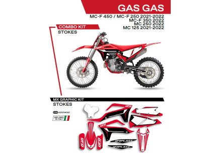 UFO Sada polepov Gas Gas MC 125 '21-'22; MC 250 '22; Mcf 250/350/450 '21-'22 Stokes červená