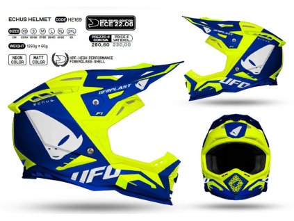 UFO Prilba Echus CROSS modrá/žltá fluo