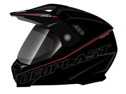 UFO Prilba Aries Offroad / Dual / Tourer / Crossover s Plexi, šiltom a slnečnou clonou čierna