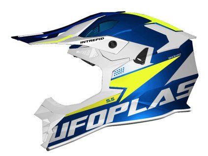 UFO Prilba Intrepid CROSS modrá/biela/žltá fluo