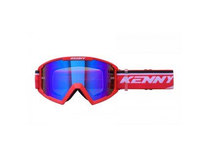 KENNY Okuliare Track+ – červené/biele, modré sklo