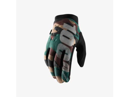 100% Rukavice CROSS/Enduro Brisker Softshell čierne/camo