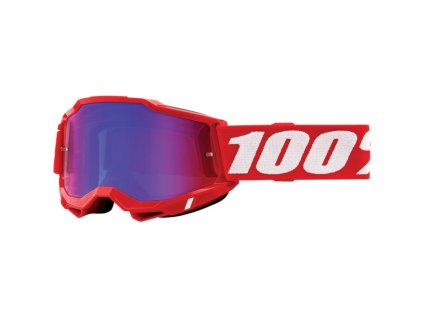 100% Okuliare Accuri 2 Neon Red – červené fluo/biele, červené/modré zrkadlové sklo