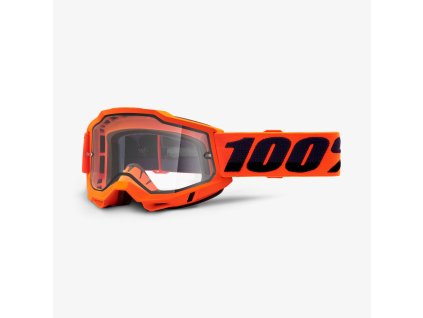 100% Okuliare Accuri 2 Enduro Moto – oranžové/čierne, dvojité, číre sklo