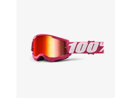 100% Detské okuliare Strata 2 Fletcher – ružové/biele, červené zrkadlové sklo