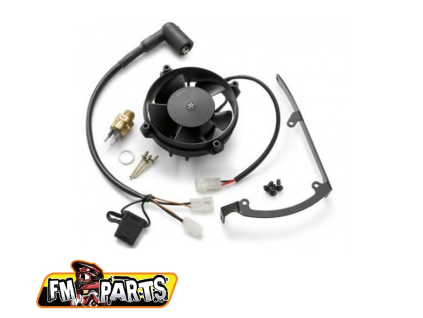 FM-PARTS Kompletná sada ventilátora chladiča KTM / Husqvarna (08–17) – s tepelným spínačom na Hadicu