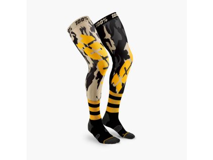 100% Dlhé ponožky pod kolenné chrániče (ortézy) Rev MX Knee Brace Assault – camo/žlté