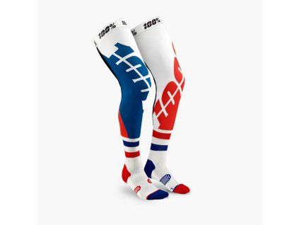 100% Dlhé ponožky pod kolenné chrániče (ortézy) Rev MX Knee Brace Corpo – biele/modré/červené