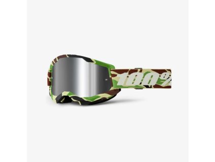 100% Okuliare Strata 2 War Camo – s maskovacím vzorom, strieborné zrkadlové sklo