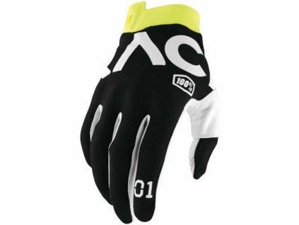 100% Rukavice CROSS/Enduro Racr Itrack čierne / biele / žlté