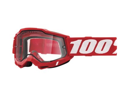 100% Okuliare Accuri 2 Enduro Moto – červené/biele, dvojité, číre sklo