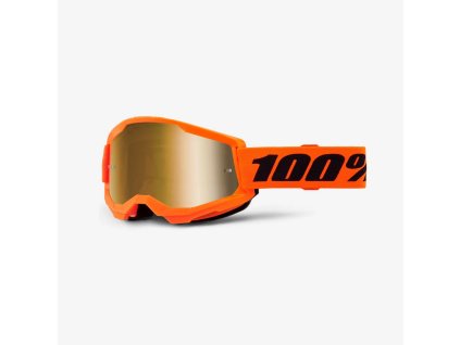 100% Okuliare Strata 2 – oranžové/čierne, zlaté zrkadlové sklo