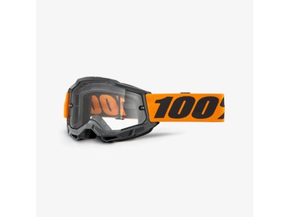 100% Okuliare Accuri 2 Enduro Moto – čierne/oranžové, dvojité, číre sklo