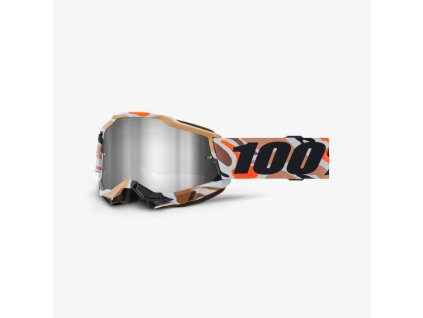 100% Okuliare Accuri 2 Flea – sivé/hnedé/oranžové/čierne, strieborné zrkadlové sklo