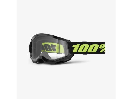 100% Okuliare Strata 2 Solar Eclipse – čierne/žlté fluo, číre sklo