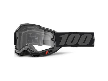 100% Okuliare Accuri 2 Enduro Moto – čierne/sivé, číre sklo