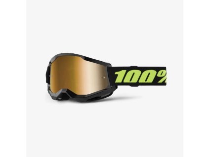 100% Okuliare Strata 2 Solar Eclipse – čierne/žlté fluo, zlaté zrkadlové sklo