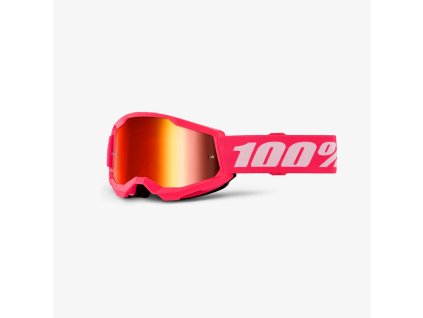 100% Detské okuliare Strata 2 – ružové/biele, červené zrkadlové sklo