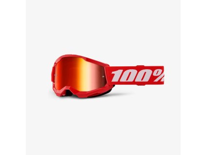100% Detské okuliare Strata 2 – červené/biele, červené zrkadlové sklo