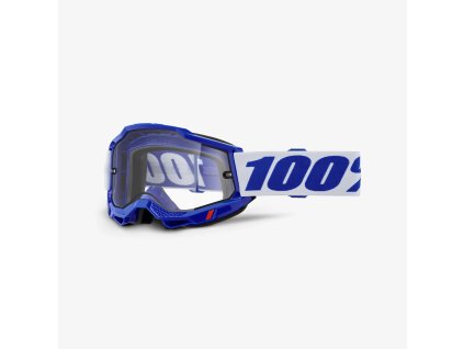 100% Okuliare Accuri 2 Enduro Moto – modré/biele, dvojité, číre sklo