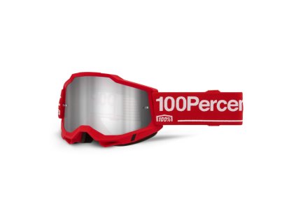 100% Okuliare Accuri 2 Wolg – červené/biele, strieborné zrkadlové sklo