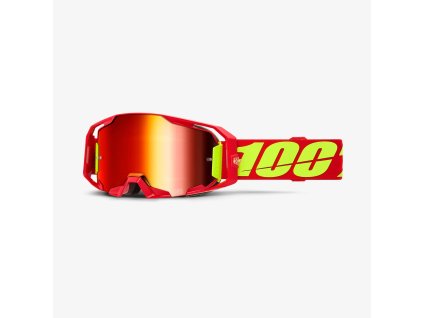 100% Okuliare Armatic – červené/žlté fluo, červené zrkadlové sklo