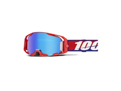 100% Okuliare Armatic Best – červené/modré/biele, modré zrkadlové sklo