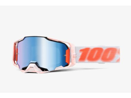 100% Okuliare Armega Tubular – biele/oranžové, modré zrkadlové sklo