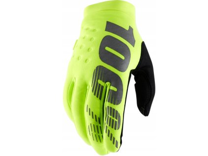 100% Rukavice CROSS/Enduro Brisker detské softshellové žlté fluo/čierne