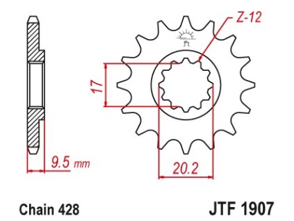 JT SPROCKETS Predná rozeta JTF1907 KTM SX 85 04-17