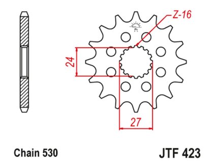 JT SPROCKETS Predná rozeta JTF423 s tlmiacou gumou Suzuki GSXR 1000 '09-'16, Hayabusa '08-'23, B-King '08-'12, Suzuki GSXR 1300 '09-'24