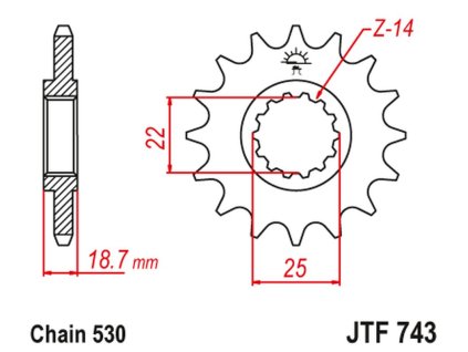 JT SPROCKETS Predná rozeta JTF743 s tlmiacou gumou 15 zubov Ducati Multistrada 1200 '10-'16