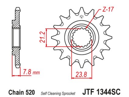 JT SPROCKETS Predná rozeta JTF1344 samočistiaca Honda CRF 250R '18-'23, Honda CRF 250R 18-19