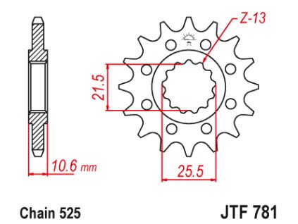 JT SPROCKETS Predná rozeta JTF781 14 zubov Benelli Bn 302 '15-'21, Leoncino '17-'21, Trk 502 '17-'21, TRX 502X '18, Multistrada 1158 '21-'24