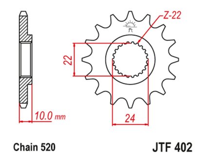 JT SPROCKETS Predná rozeta JTF402 s tlmiacou gumou 16 zubov BMW F 650 '94-'15, Aprilia Pegaso 650 '98-'04