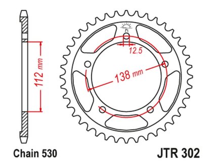 JT SPROCKETS Zadná rozeta JTR302 čierna Honda CBR 600F '91-'96, CBF 1000 '06-'10, Honda CBR 1100 XX '97-'07