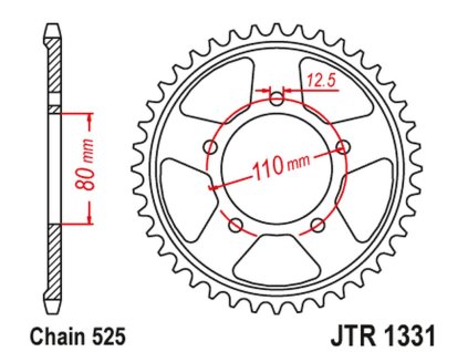JT SPROCKETS Zadná rozeta JTR1331 čierna 42 zubov Honda CRF 1000 / 1100 L Africa Twin / Adventure Sport '16-'23