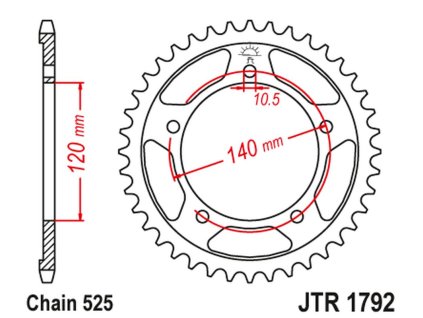 JT SPROCKETS Zadná rozeta JTR1792 čierna Suzuki GSR 750 '11-'19, GSXR 750 '00-'03, DL 1000 '15-'16, GSX 750S '15-'16, Suzuki GSXR 600 '01-'05, GSXR 750 '06-'10 Triumph 600/650 Caytona '03-'05, Suzuki DL 650 V-Strom '04-'24